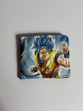 Dragonball Z Goku Faux Leather Wallet Blue Yellow Anime Money Holder 90s